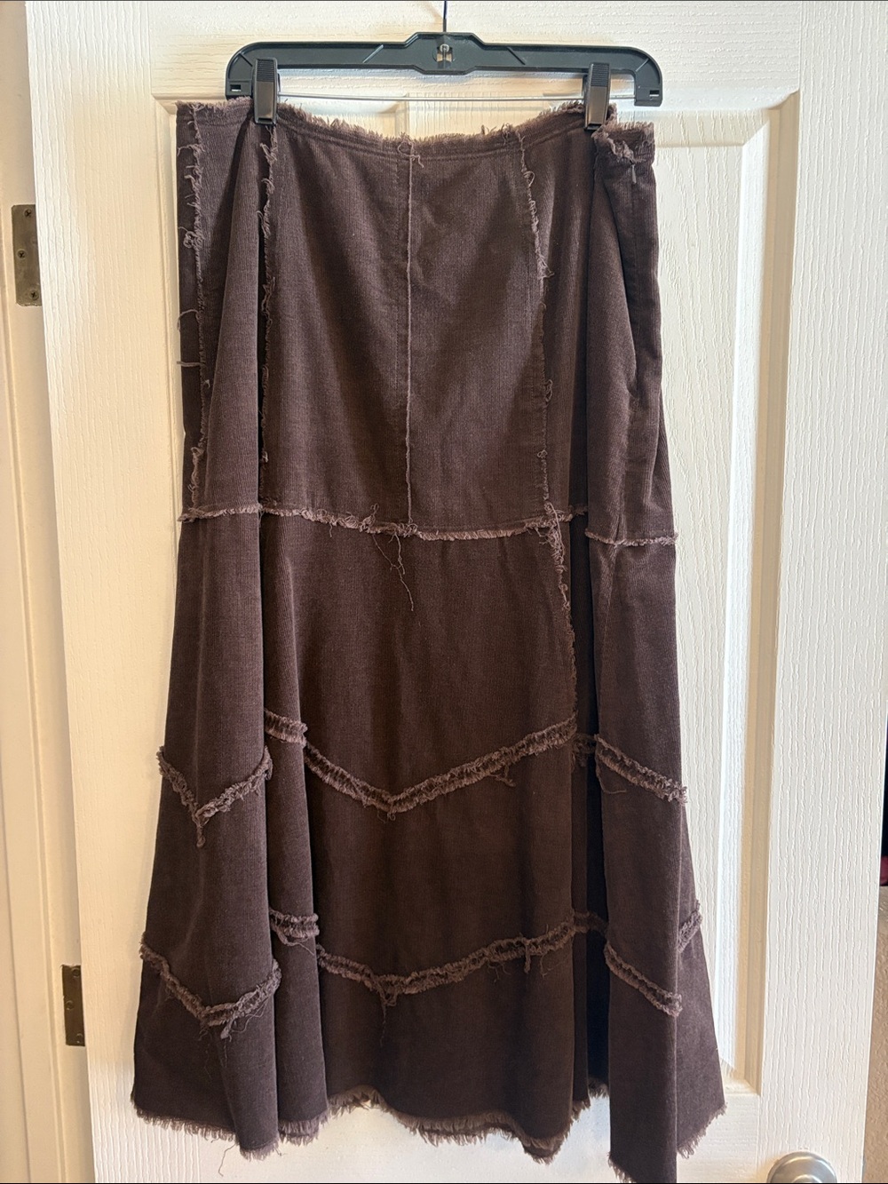 Lane Bryant Chocolate Brown Frayed Panel Maxi Skirt